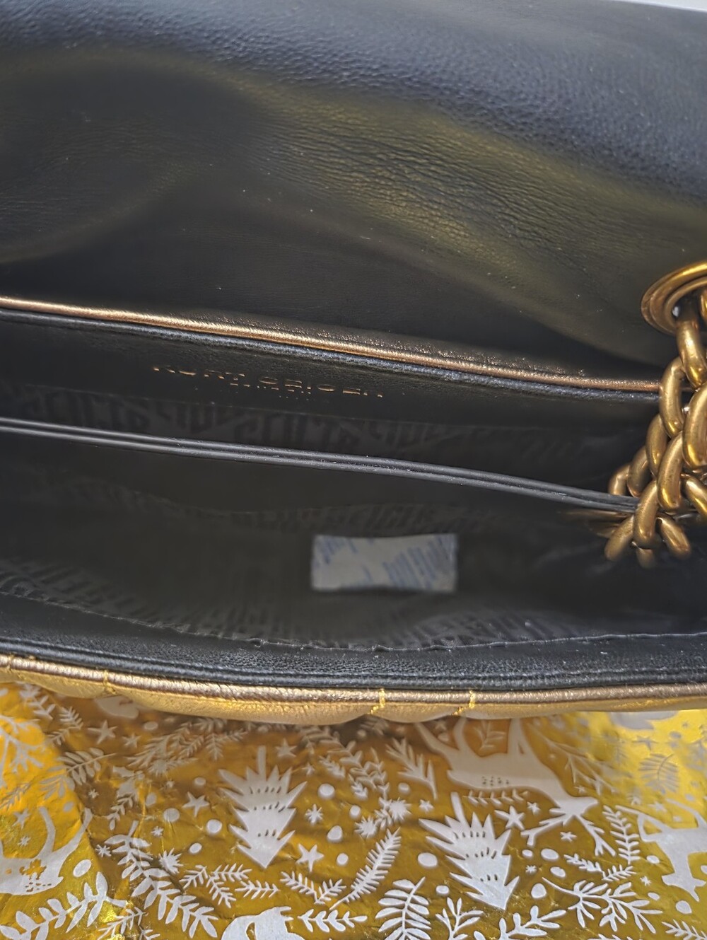Kurt Geiger Bronze Quilted Leather Shoulder Bag with Chain Strap. Has Scuff - Picture 7 of 9